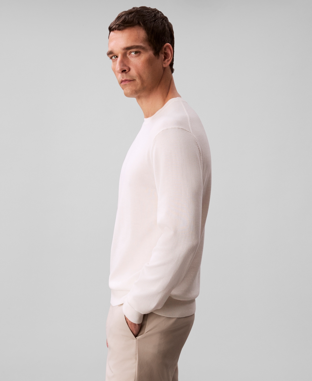 Calvin Klein Men's Extra Fine Merino Blend Crewneck Sweater In Gray