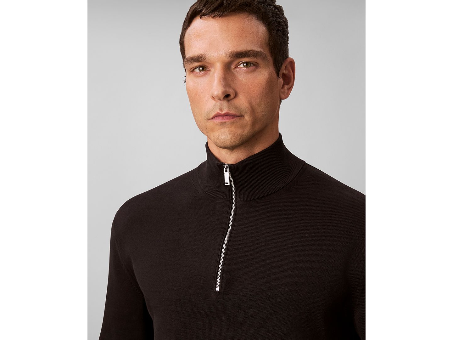 Мужской свитер Calvin Klein Supima Cotton 1/4 Zip, цвет: Чёрный — фото 4