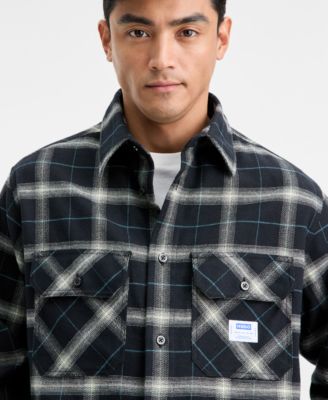 Men's Oversized-Fit Ebolt Plaid Long-Sleeve Shirt