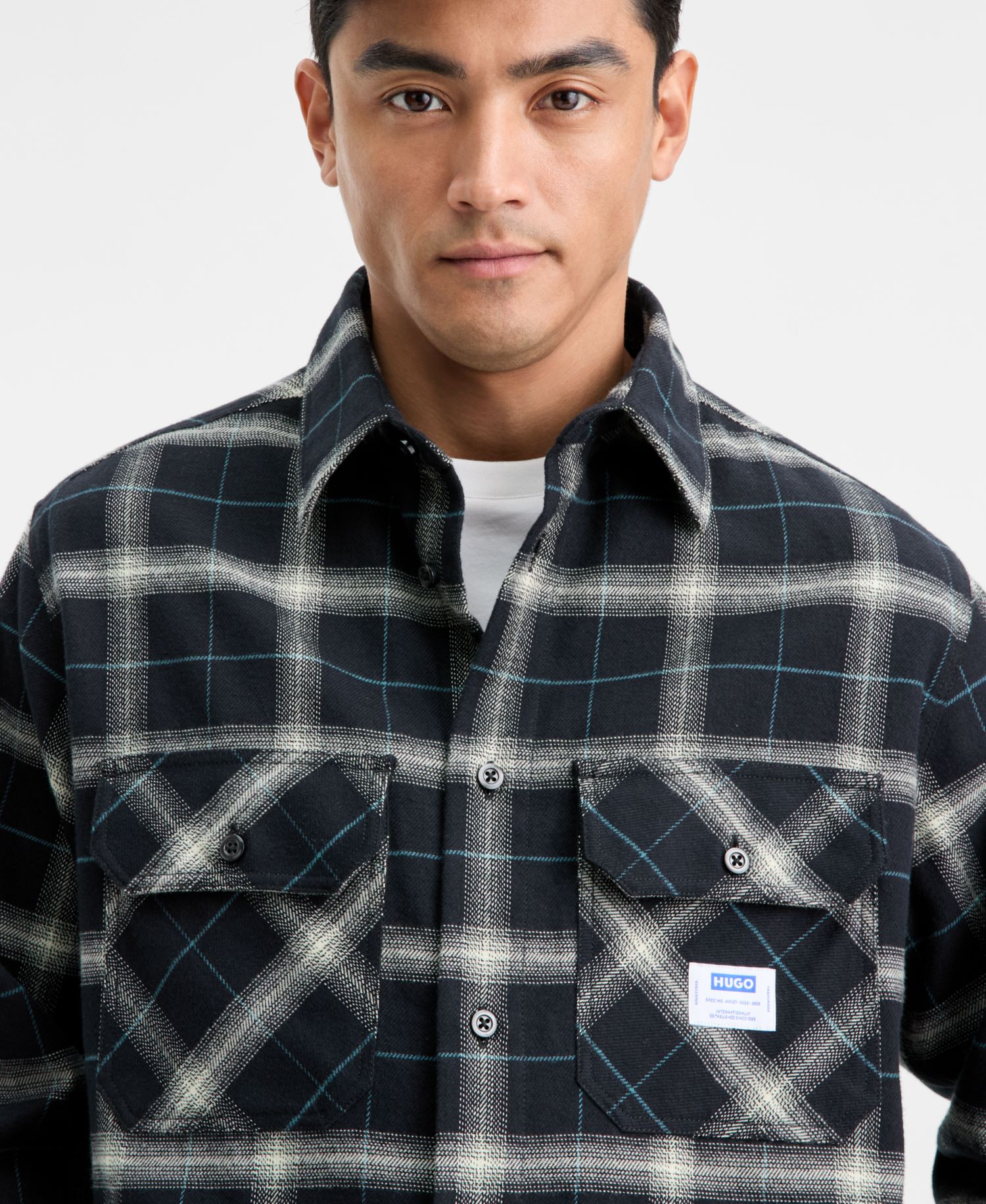 Men's Oversized-Fit Ebolt Plaid Long-Sleeve Shirt