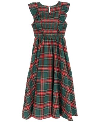 Girls' 7-16 Woven Smocked Sleeveless Bodice Dress