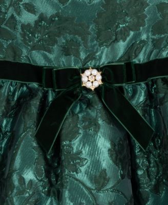 Girls' 2T-6X Two-Tone Brocade Short-Sleeve Dress