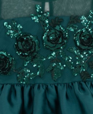 Girls' 2T-6X Sequin Applique Illusion Dress