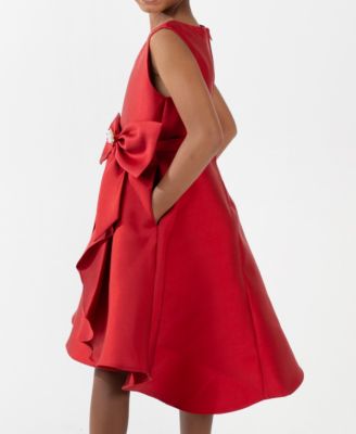 Girls' 2T-6X Solid Mikado Sleeveless Dress