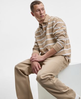 Men's Nolongi Relaxed-Fit Long-Sleeve Striped Polo Shirt