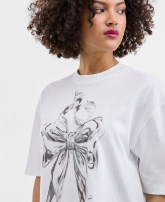 Women's Short-Sleeve Chrome Bow Crewneck T-Shirt