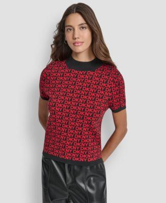 DKNY Jeans - Petite Short Sleeve Logo Sweater