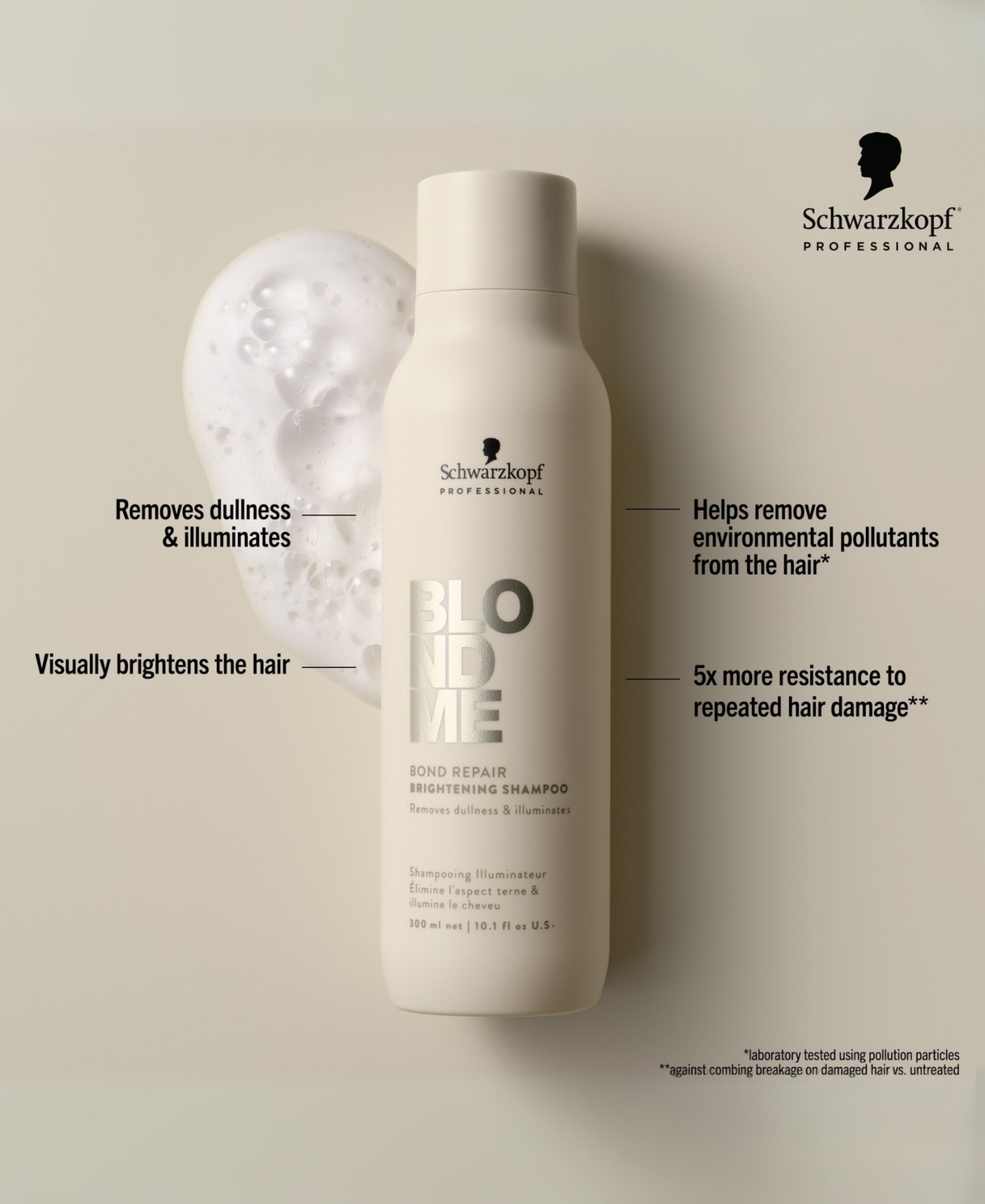Schwarzkopf Blondme Bond Repair Brightening Shampoo, 10.1 Oz. In Transparent