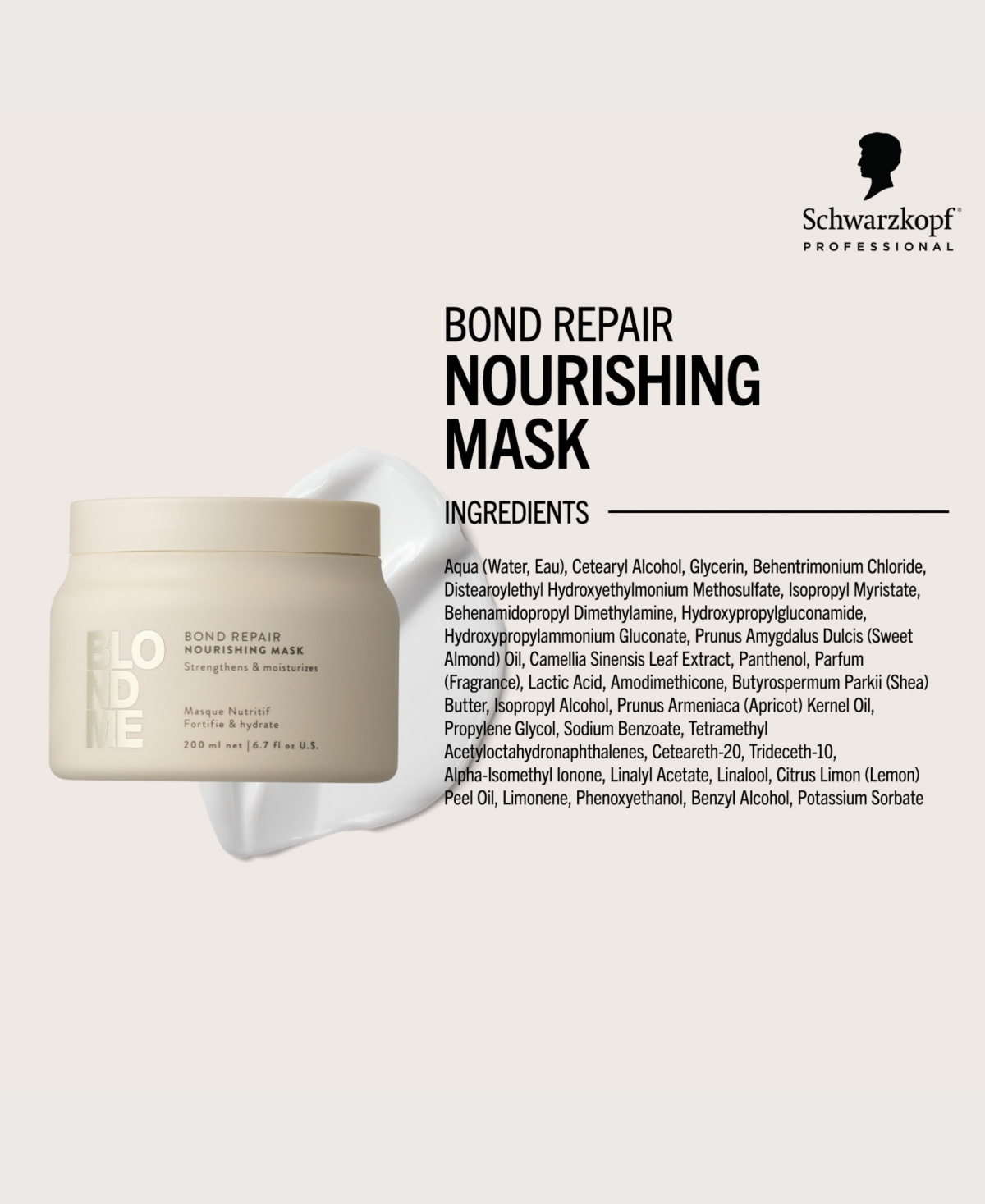 Schwarzkopf Blondme Bond Repair Nourishing Mask, 6.7 Oz. In Transparent