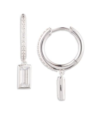 Cubic Zirconia Sterling Silver Hoop Earrings