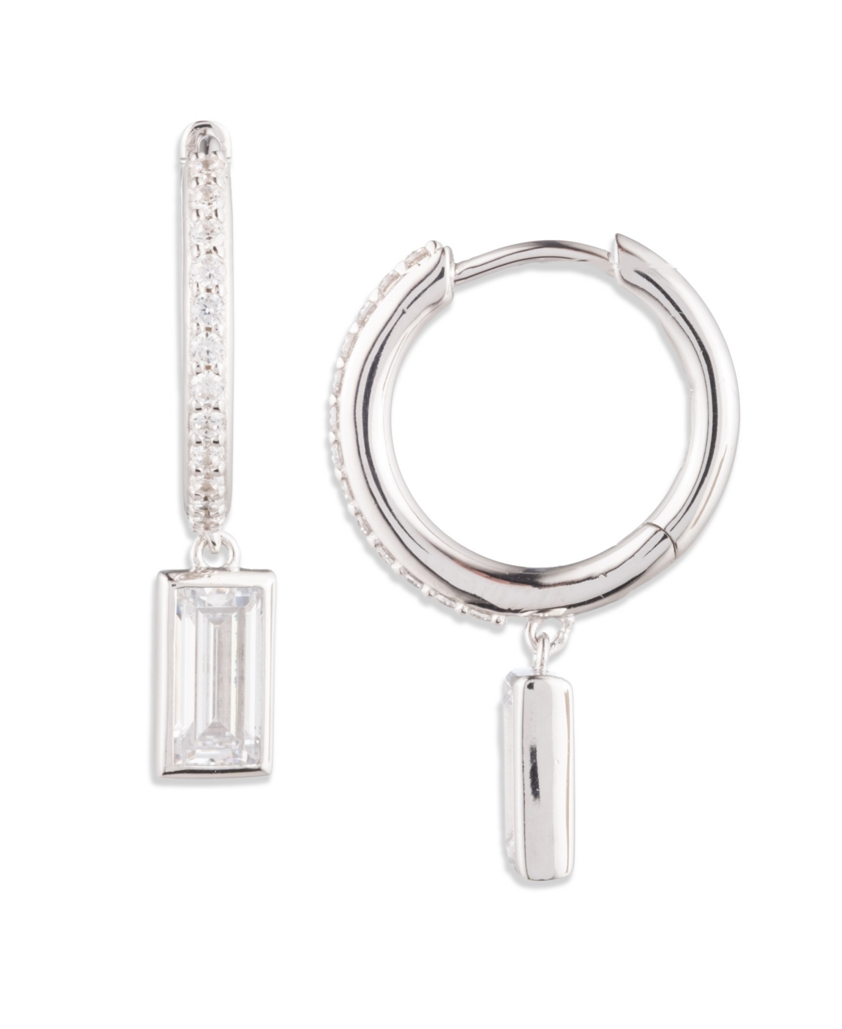 Ralph Lauren Cubic Zirconia Sterling Silver Hoop Earrings In Brown
