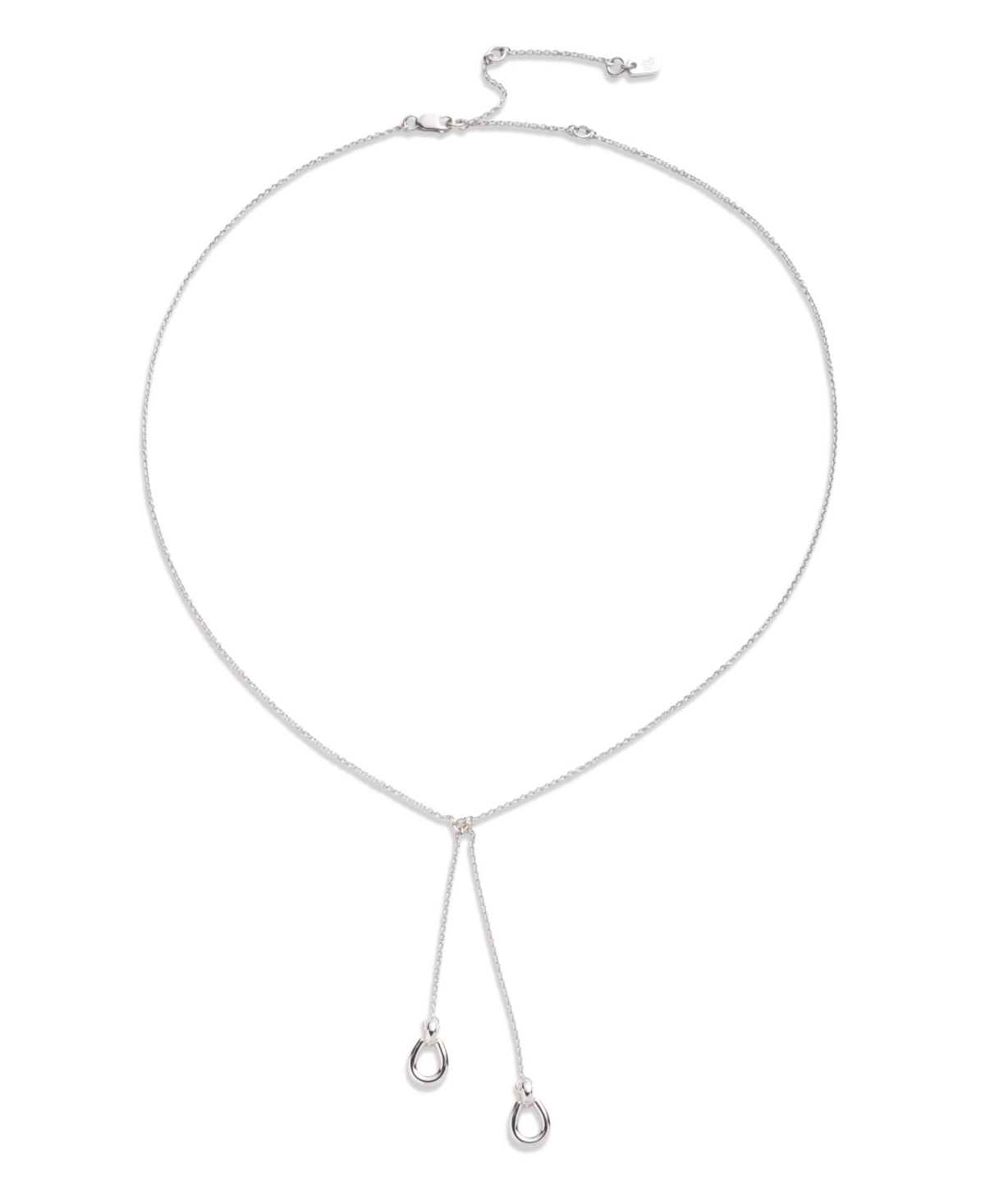 Ralph Lauren Sterling Silver Horsebit Y Necklace In Metallic