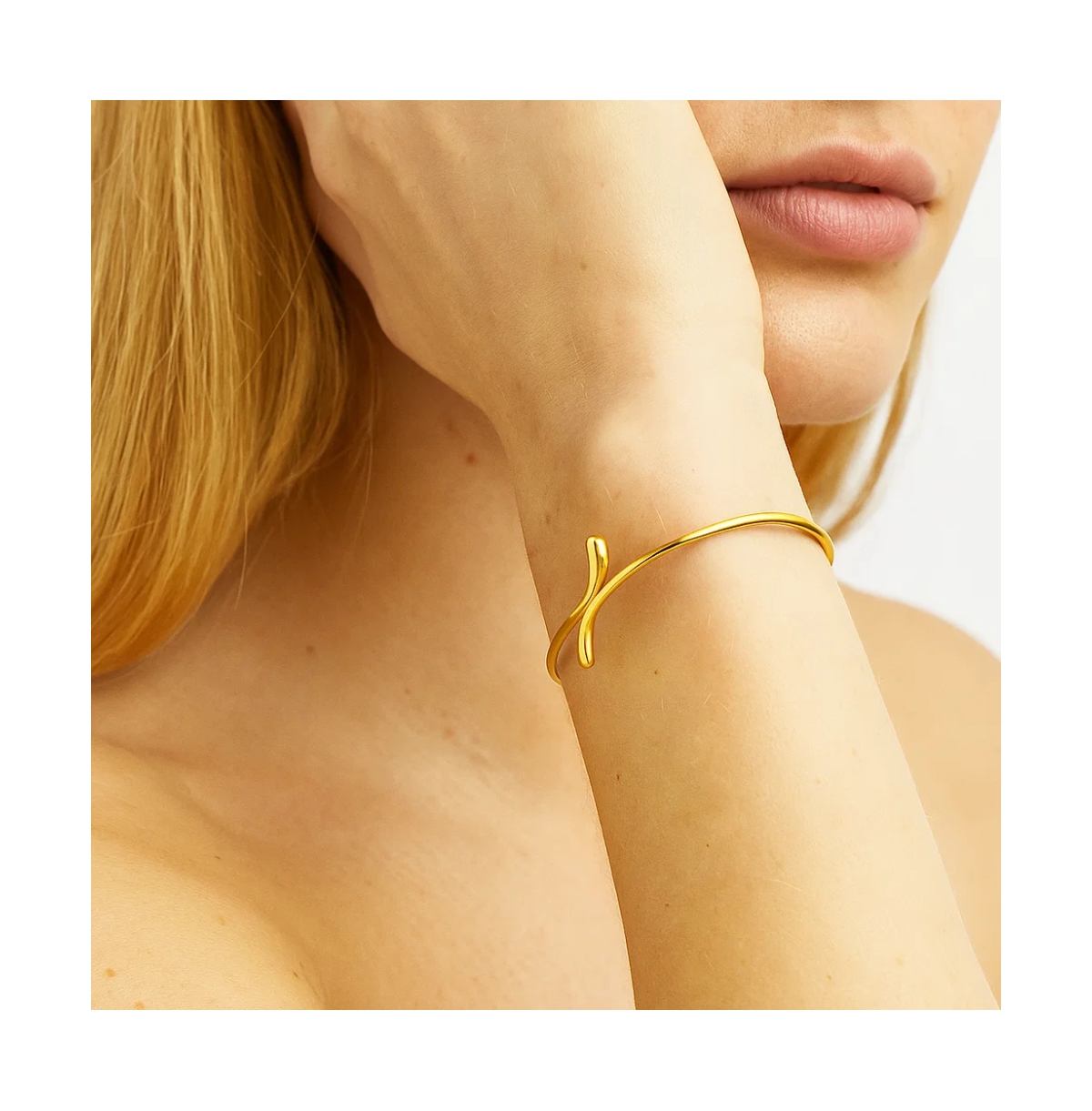 Isabella Gold Plated Teardrop Open Wrap Bangle Bracelet