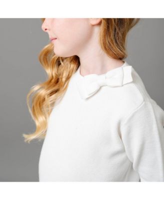 Baby Girls Organic Long Sleeve Mock Neck Bow Detail Sweater Dress