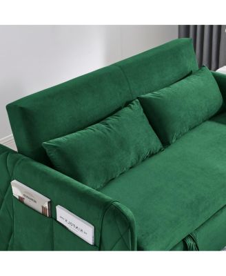 55" Velvet Sleeper Sofa with Pull-Out Bed, Reclining Backrest & Side Storage Pockets,Convertible Sofa Bed for Small Spaces-Maison Boucle