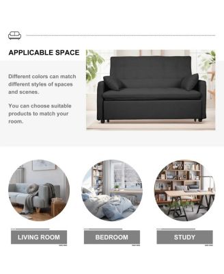   1 Pc   Linen Upholstered, Adjustable Backrest, Side Storage, Smooth Wheels  61", Pull-Out Sleeper   Convertible Sofa Bed