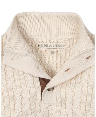 Boys Organic Mock Neck Cable Sweater