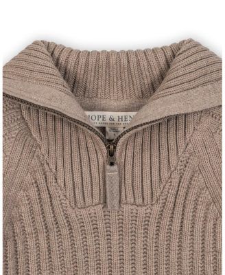 Little and Big Girls' Organic Half Zip Raglan Sweater Dress