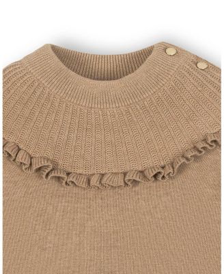Little and Big Girls' Organic Long Sleeve Mock Neck Sweater with Ruffle