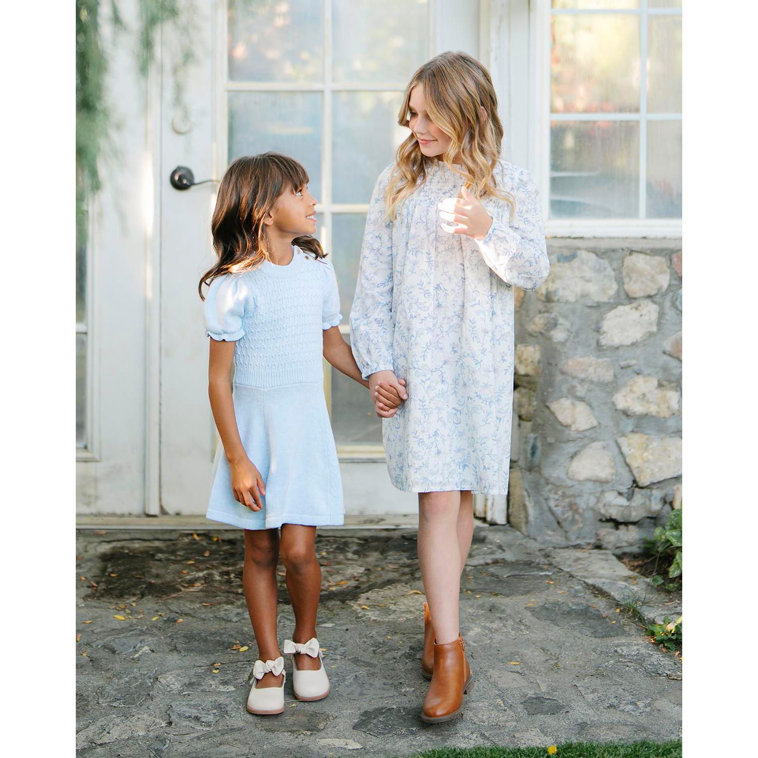 Baby Girls Hope and Henry Organic Long Sleeve Ruffle Neck Smocked Yoke Dress