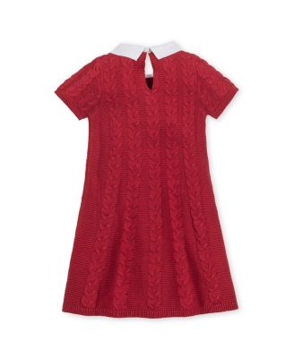 Little and Big Girls' Organic Short Sleeve Cable Sweater Dress with Collar