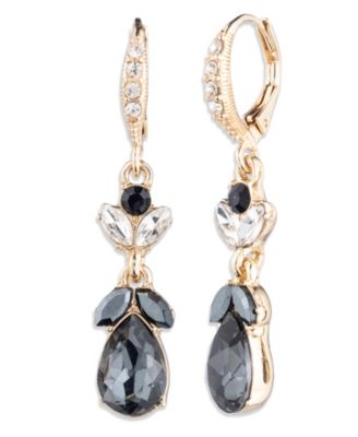 Givenchy - Glass Stone Gold-Tone Jet Drama Double Drop Earrings
