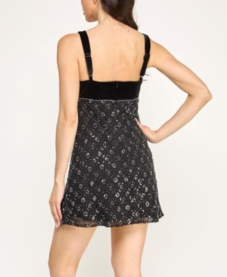 Juniors' Embellished Square Neck Dress