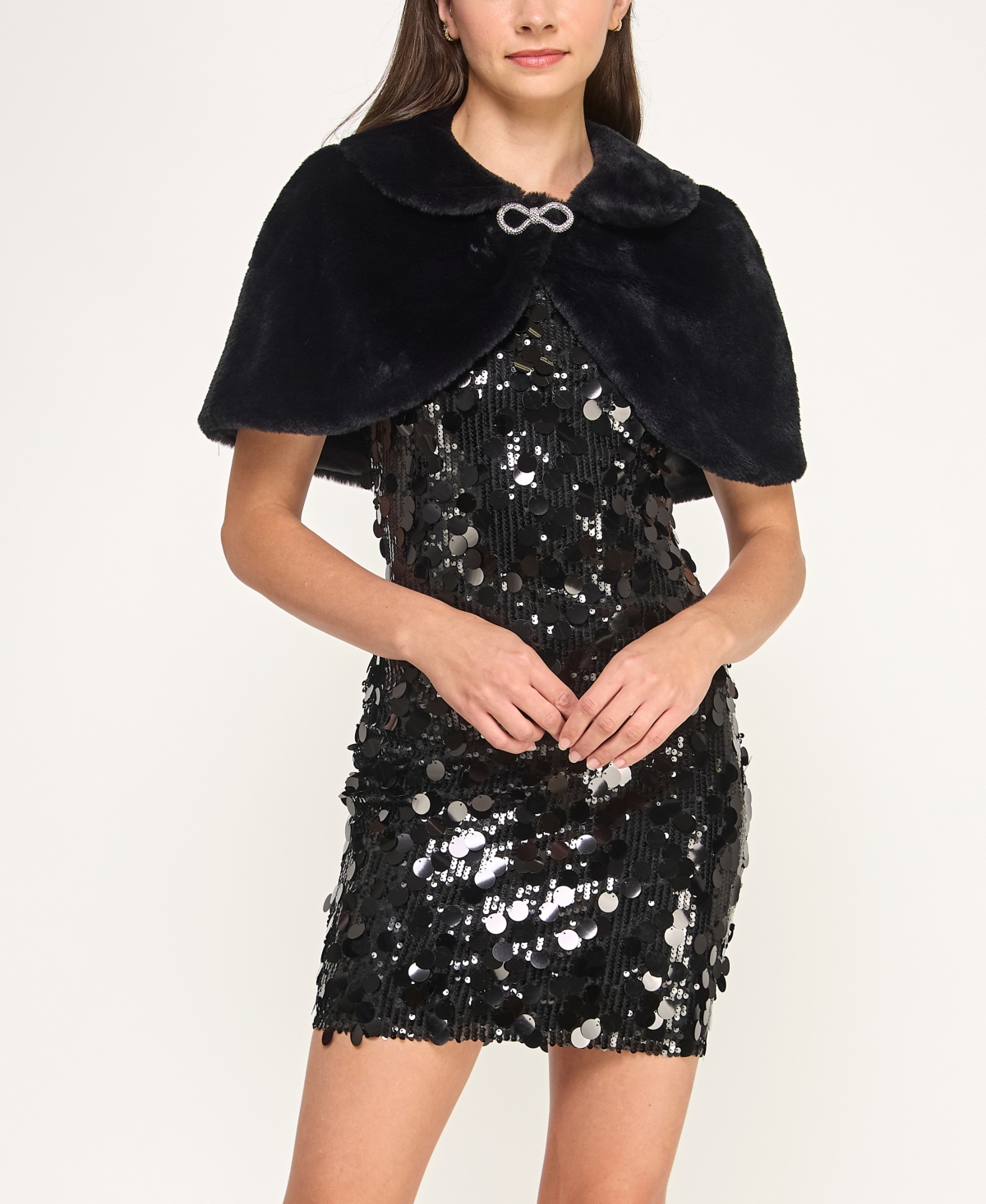 Bcx Juniors' Peter Pan Collar Shrug Jacket In Black