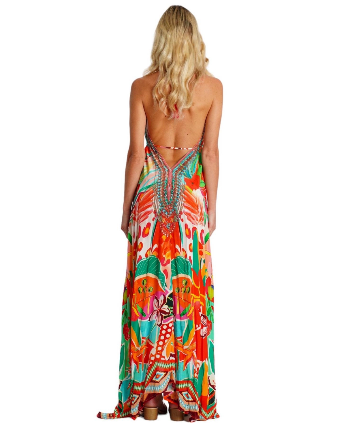 La Moda Clothing Women's Maxi halterneck Dress