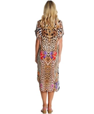 Women's Midi Summer Dress with Collared Neck, Short Sleeves, and Side Slits