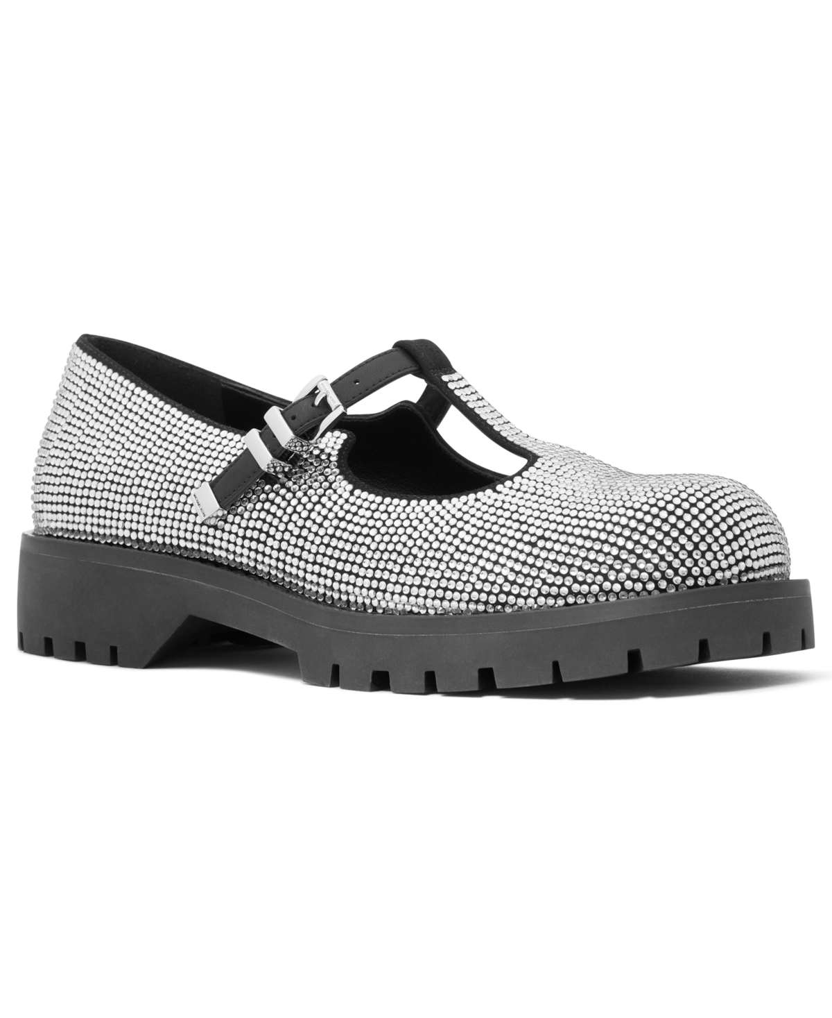 Michael Kors Michael  Women's Darrington Round Toe Mary Janes Loafers In Silver