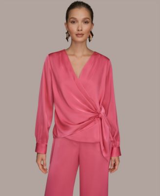 Donna Karan New York - Women's Faux Wrap Long Sleeve Top