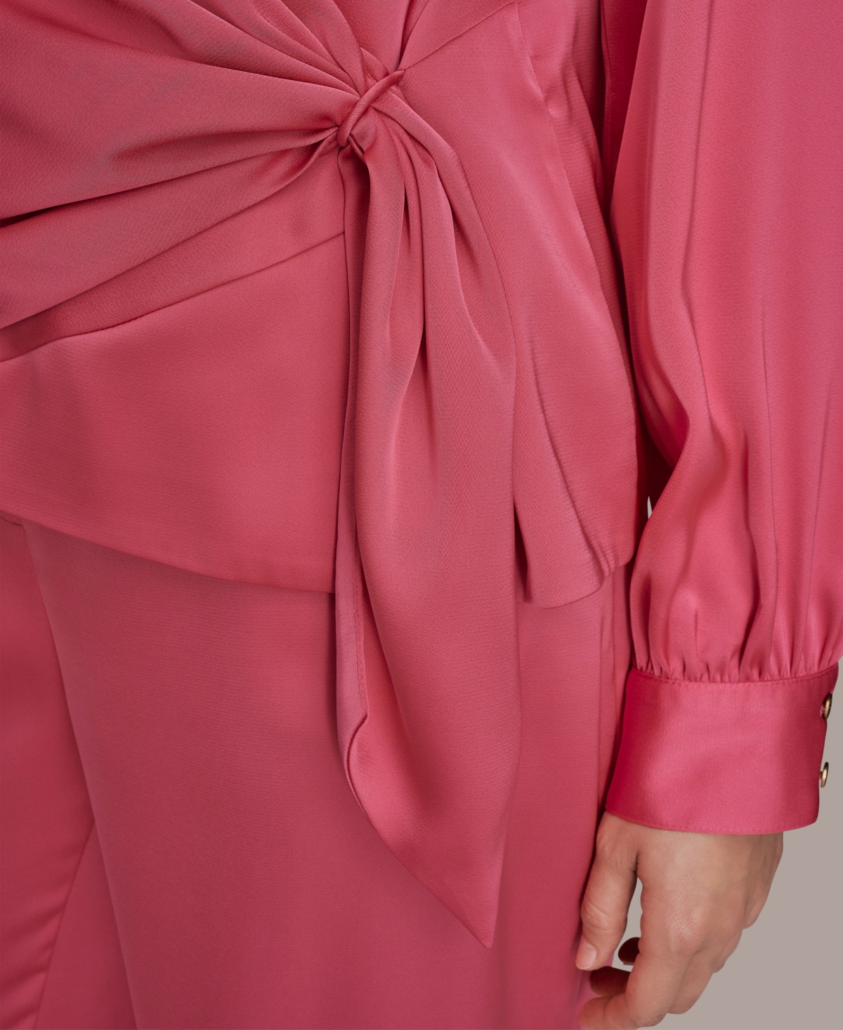 Donna Karan New York Women's Faux Wrap Long Sleeve Top