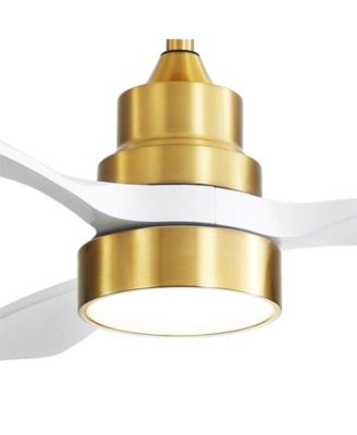 48-inch Modern Golden Downrod Indoor Walnut Wood 3-Blade LED Light with Remote Control Support Six Speed Adjustable Ceiling Fan