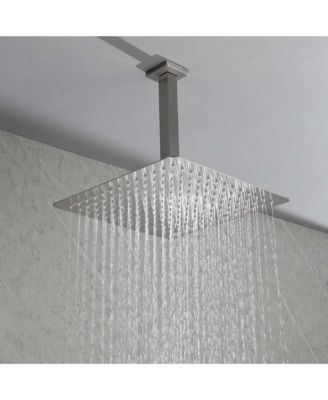 12" Shower Head System Ceiling Mounted Shower, Modern 2-Setting Square Shower System, Rainfall Shower Faucet Set Brushed