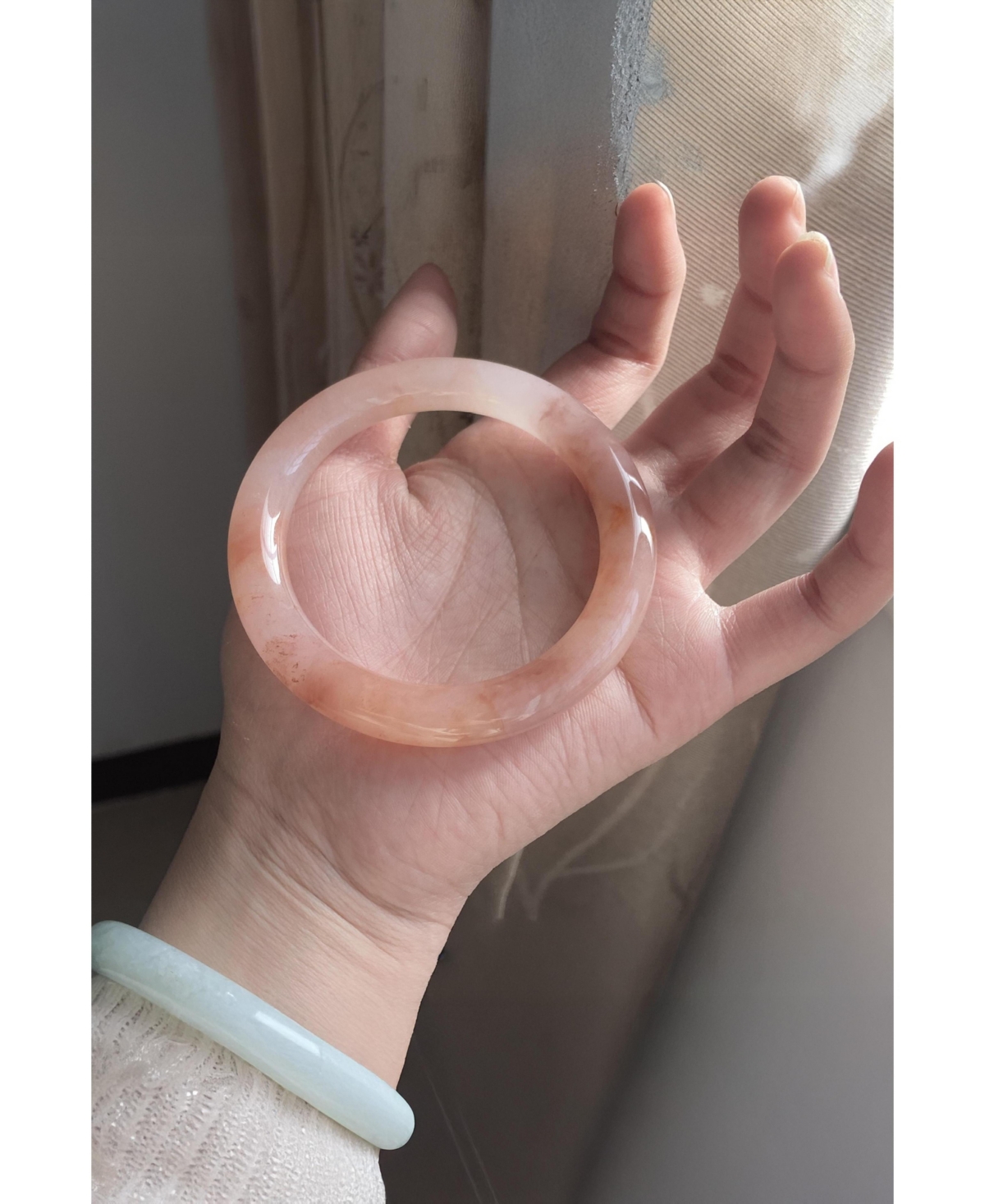 Peach Blossom — Pink Jade Stone Bangle