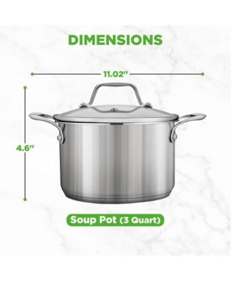 3 Quart Polished Stainless Steel Soup Pot with Glass Lid NCSP3