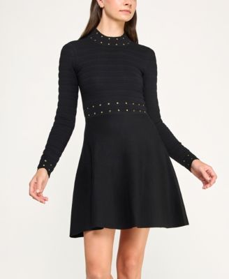 Juniors Nailhead Fit & Flare Sweater Dress