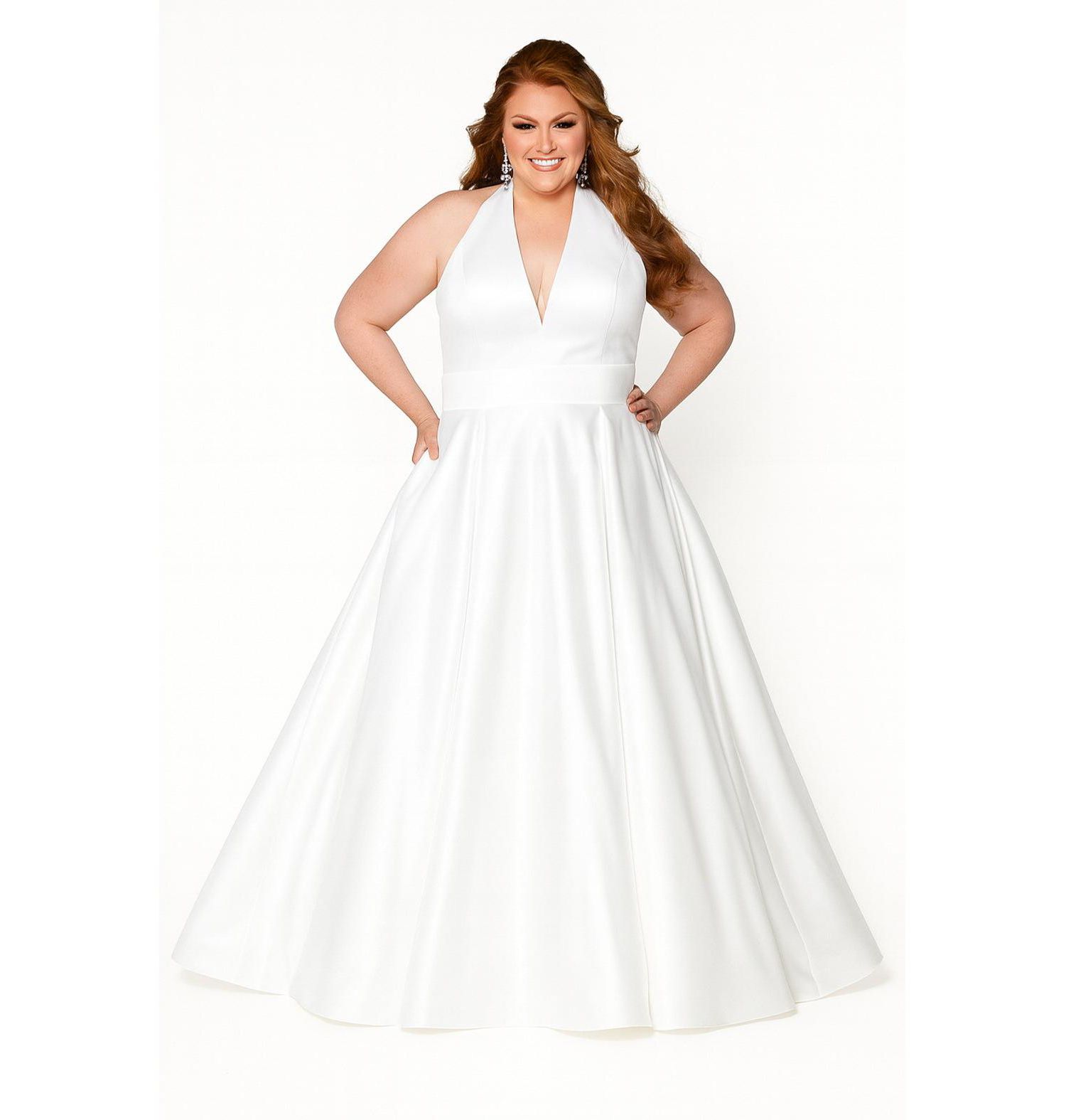 Women's Halter Satin Wedding Dress