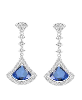 Lab-Grown Sapphire (1-1/4 ct. t.w.) and Lab-Grown White Sapphire (1-1/2 ct. t.w.) Drop Earrings in Sterling Silver (Also Available in Emerald & Ruby)