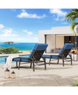 Chaise Lounge Chairs for Outside Set of 2, Adjustable Wicker PE Rattan Patio Pool Recliner Chair with Removable Cushion