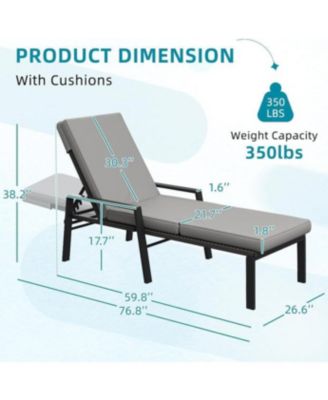 Chaise Lounge Chairs for Outside Set of 2, Adjustable Wicker PE Rattan Patio Pool Recliner Chair with Removable Cushion
