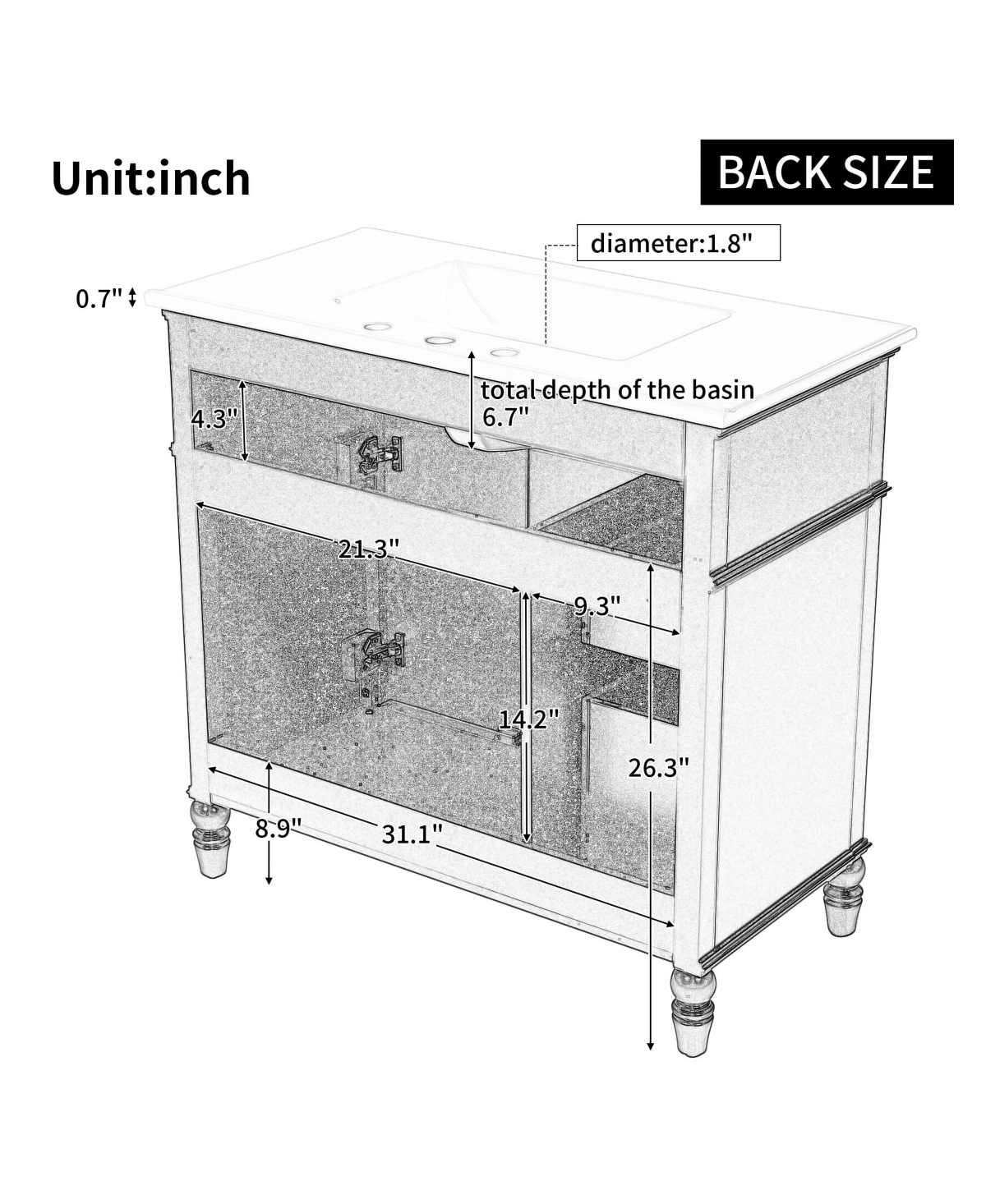 Casainc 36" Bathroom Vanity with Sink, Cabinet with Drawers and Solid Frame, One Package