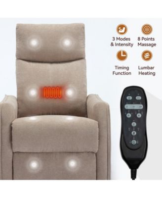 Heat Massage Manual Recliner Chair with Rocker and Swivel in Fabric for Living Room