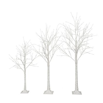 Set of Lighted Birch Tree with Warm White Lights Christmas Tree for Decoration