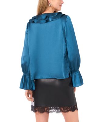 Women's Ruffled V-Neck Bell-Sleeve Top