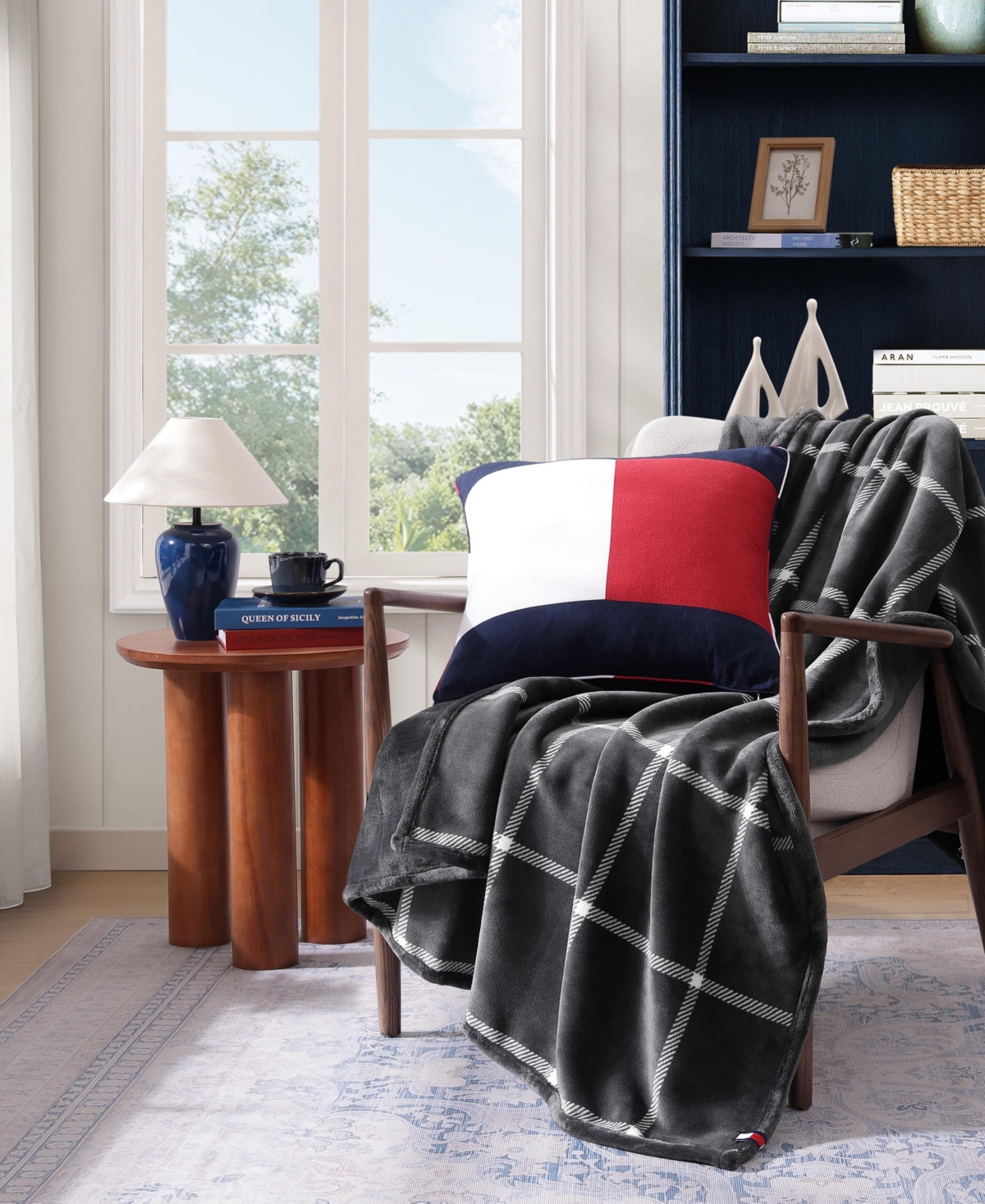 Tommy Hilfiger Printed Plush Plaid Throw Blanket, 70" x 50"