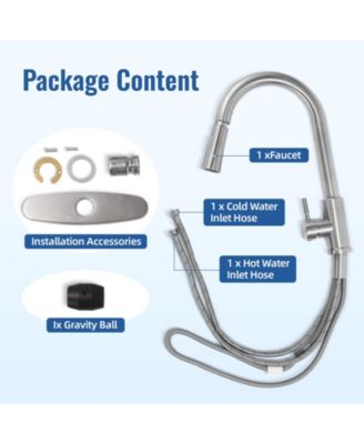 304 Stainless Steel 360° Rotation and Dual Water Modes Pull-Down Kitchen Faucet