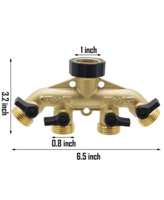 4 Way Heavy Duty Garden Hose Splitter Spigot Adapter with Valves