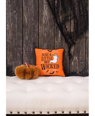 Ghost Embroidered 100% Cotton Halloween Mini Accent Throw Pillow 10" x 10"